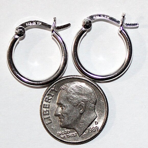 Sterling Silver Hollow Hoop Tube Earrings - Picture 3 of 5